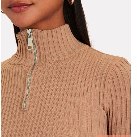 NWT Andrea Adamo Ribbed Knit Crop Top in Nude Medium - Picture 5 of 14